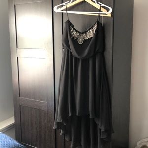 Black high lo dress with beading